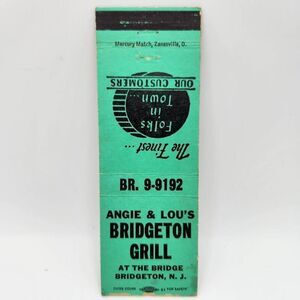 Vintage Matchbook Angie & Lou's Bridgeton Grill Bridgeton New Jersey